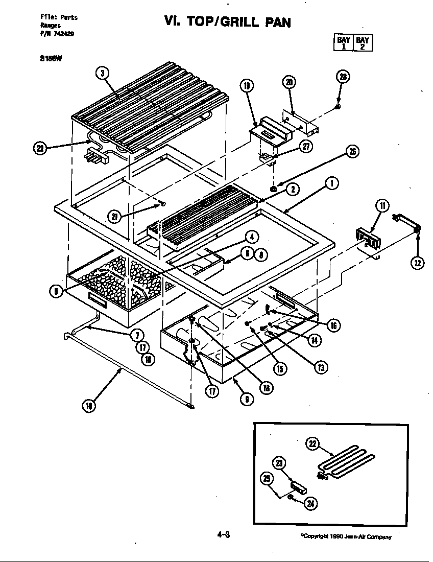 Jenn-Air S156W top/grill pan (s156w) (s156w) diagram