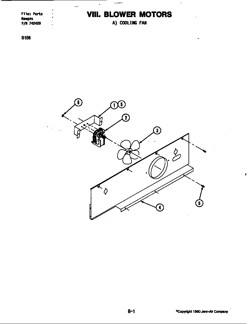 Jenn-Air S156W blower motor (s156) diagram