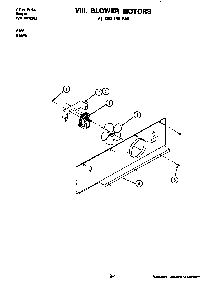 Jenn-Air S156W blower motor-cooling fan (s156w) (s156w) diagram