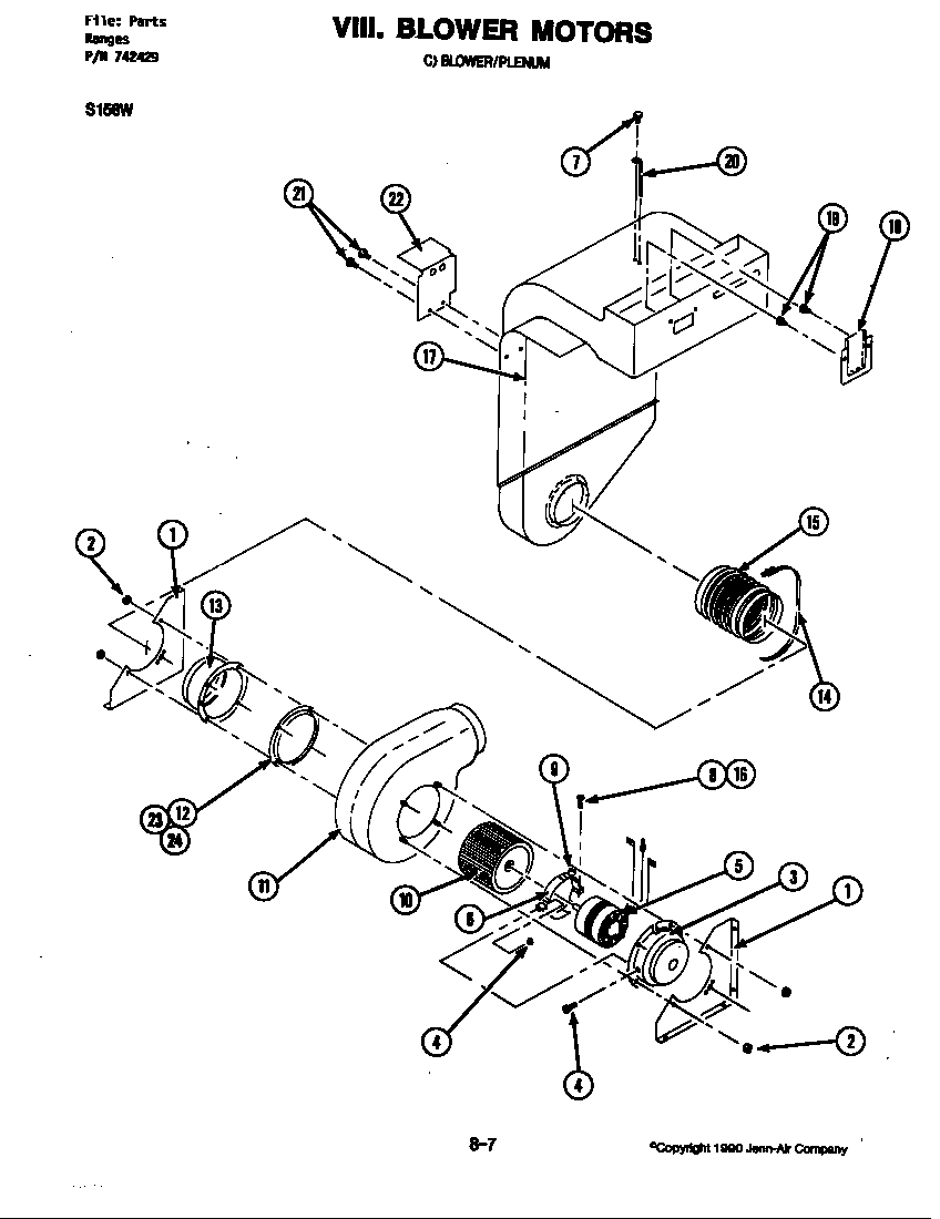 Jenn-Air S156W blower motor-blower/plenum (s156w) (s156w) diagram