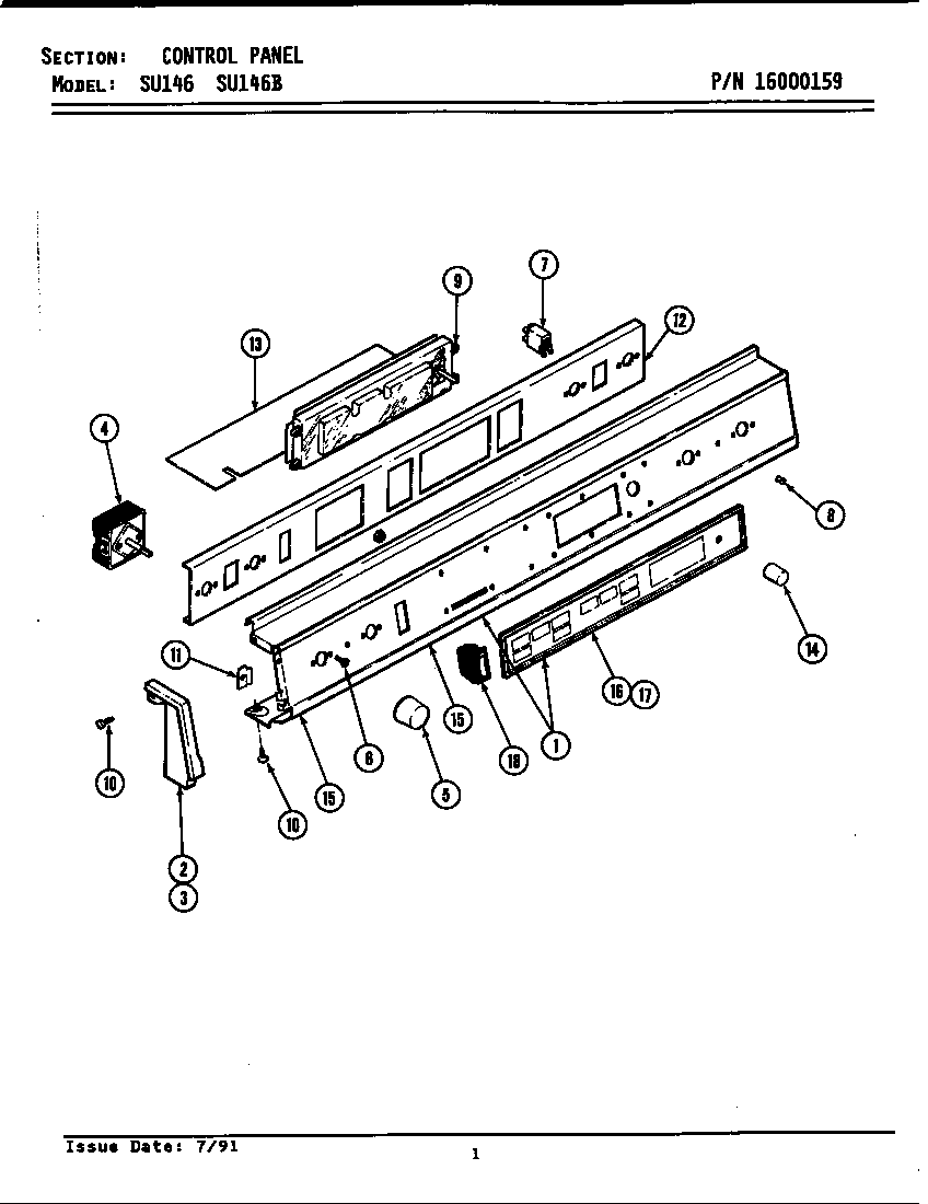 Jenn-Air SU146 control panel diagram