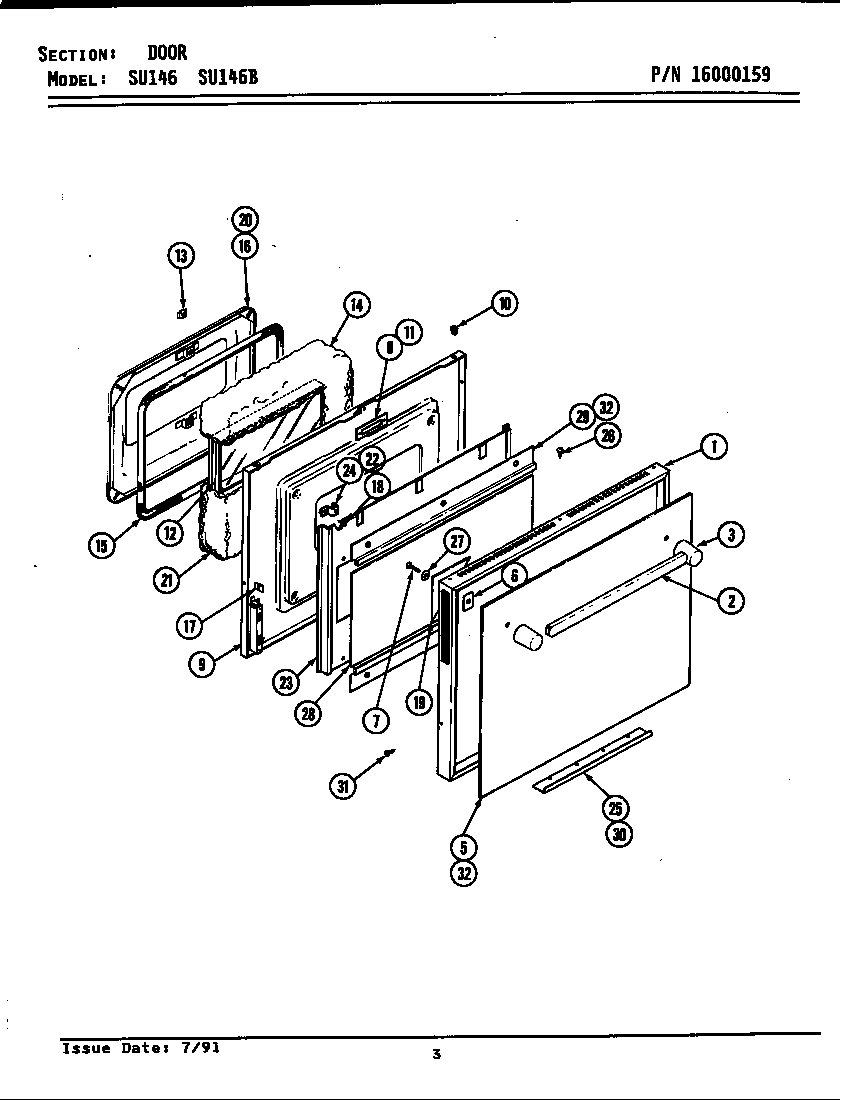 Jenn-Air SU146 door diagram
