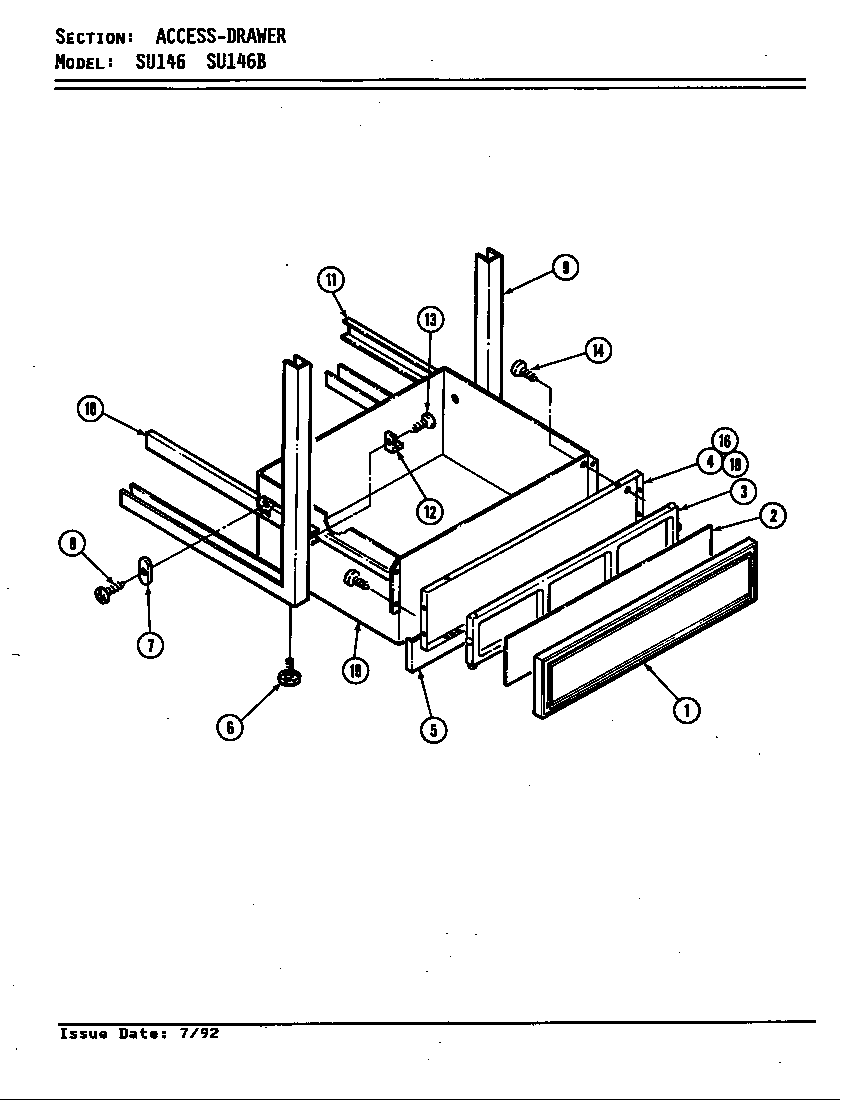Jenn-Air SU146 access drawer diagram
