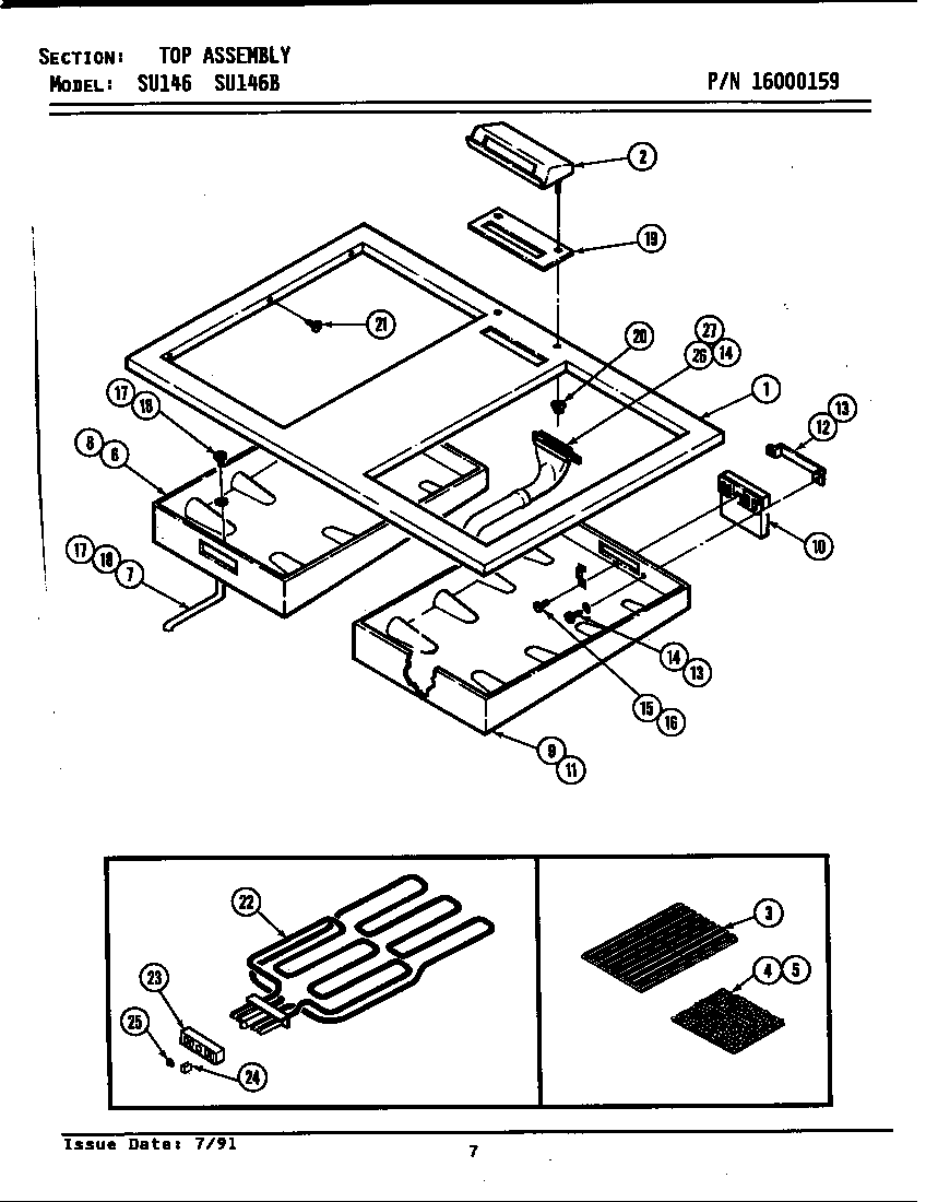 Jenn-Air SU146 top assembly diagram