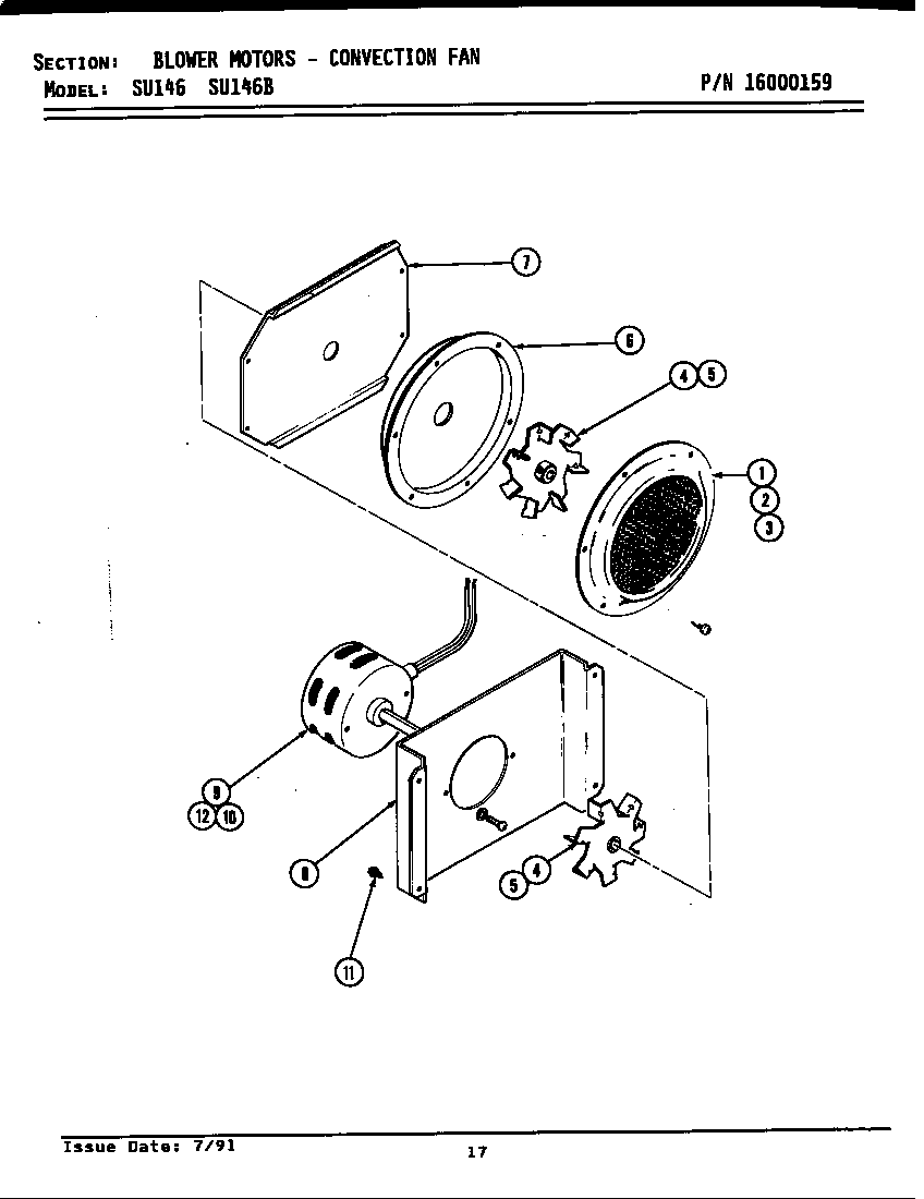 Jenn-Air SU146 blower motor (convection) diagram