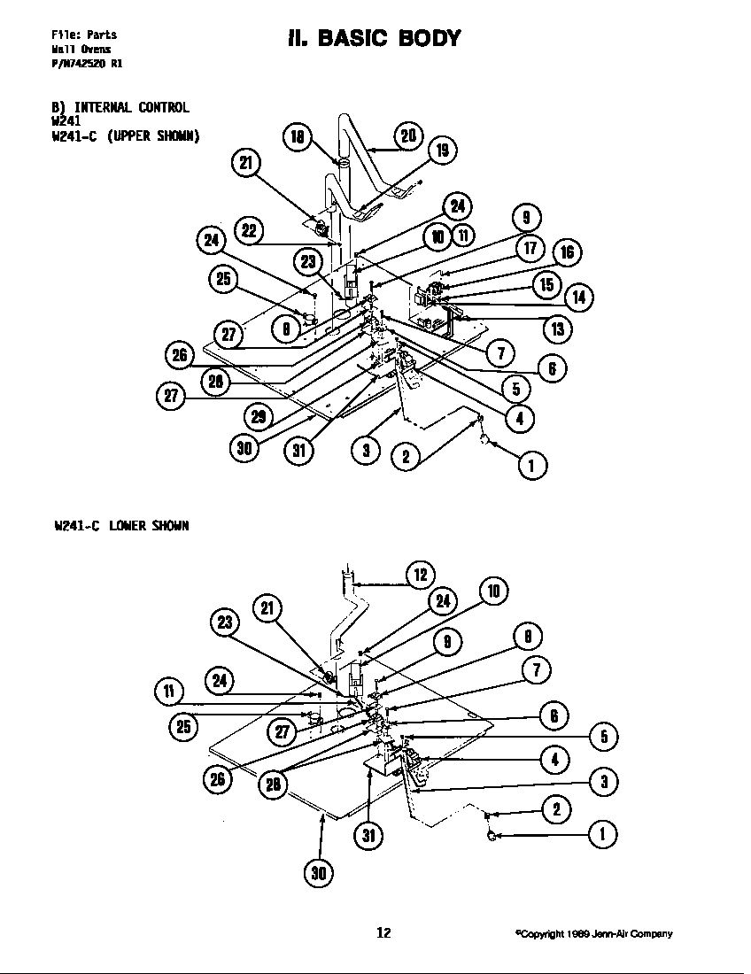 Jenn-Air W241 internal control diagram