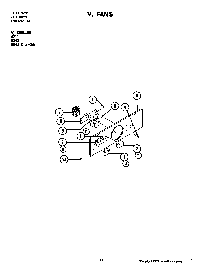 Jenn-Air W241 fans (cooling) diagram