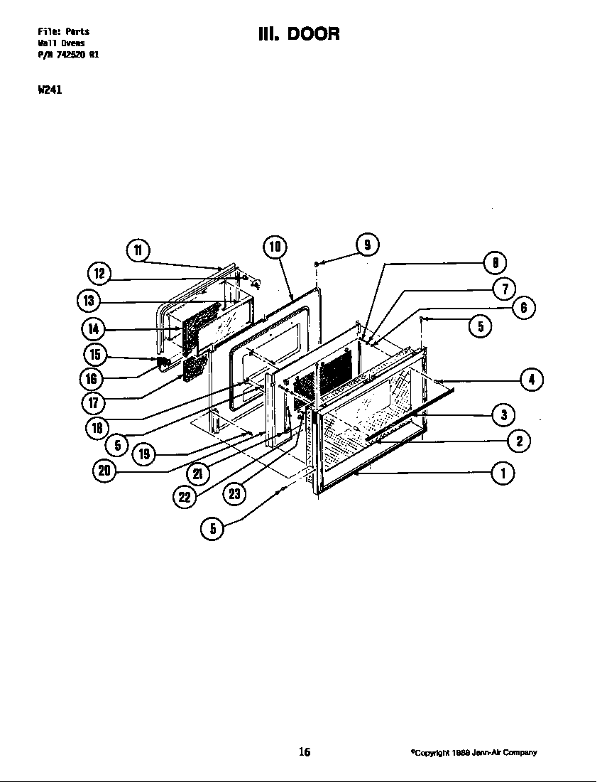 Jenn-Air W241 door diagram