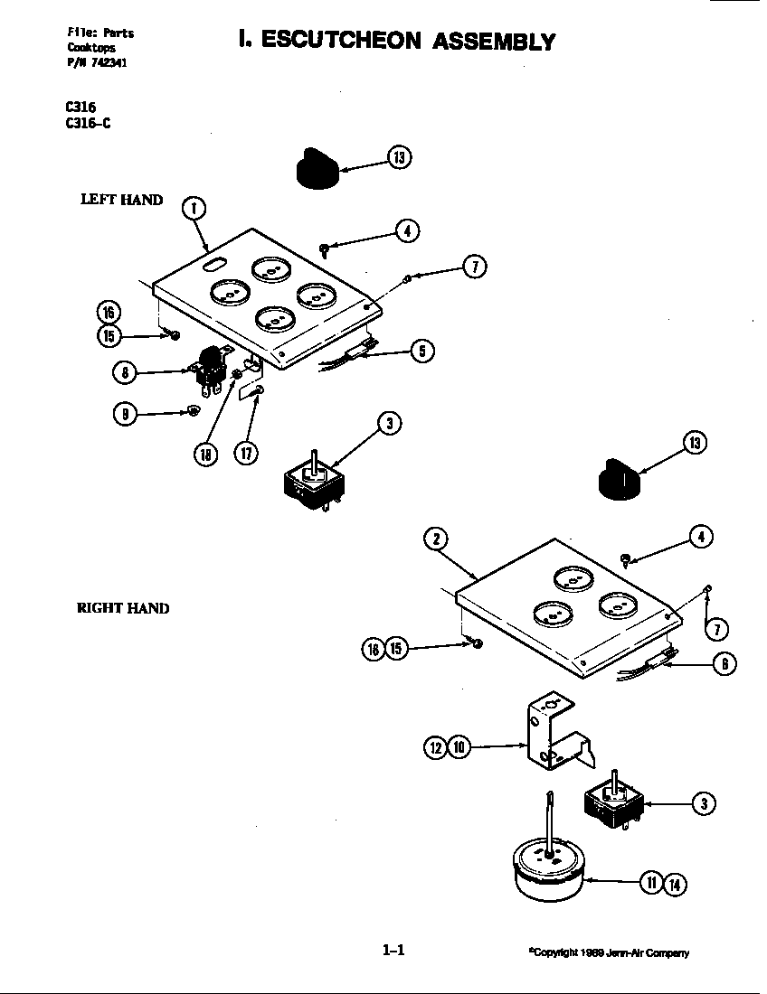 Jenn-Air C316W escutcheon assembly (c316) (c316-c) diagram