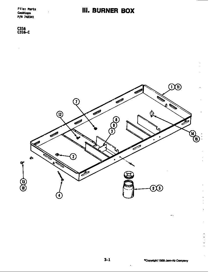 Jenn-Air C316W burner box (c316) (c316-c) diagram
