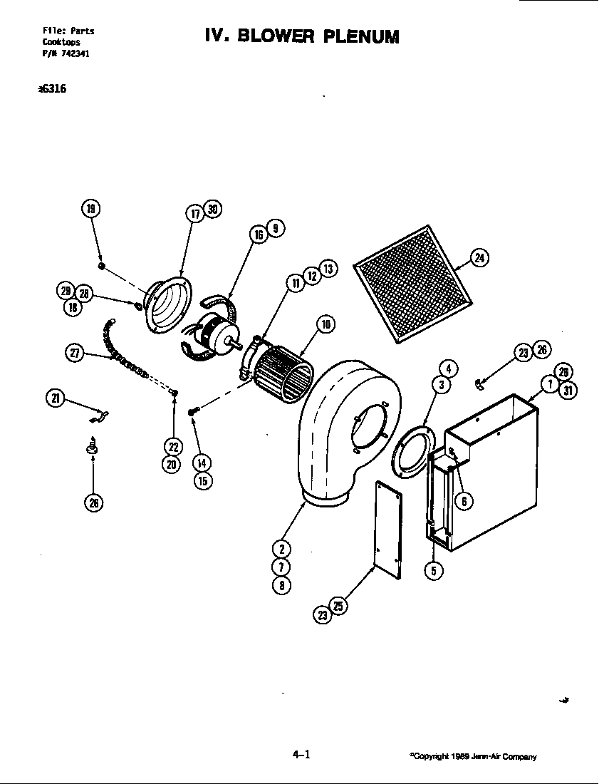Jenn-Air C316W blower plenum (c316) diagram