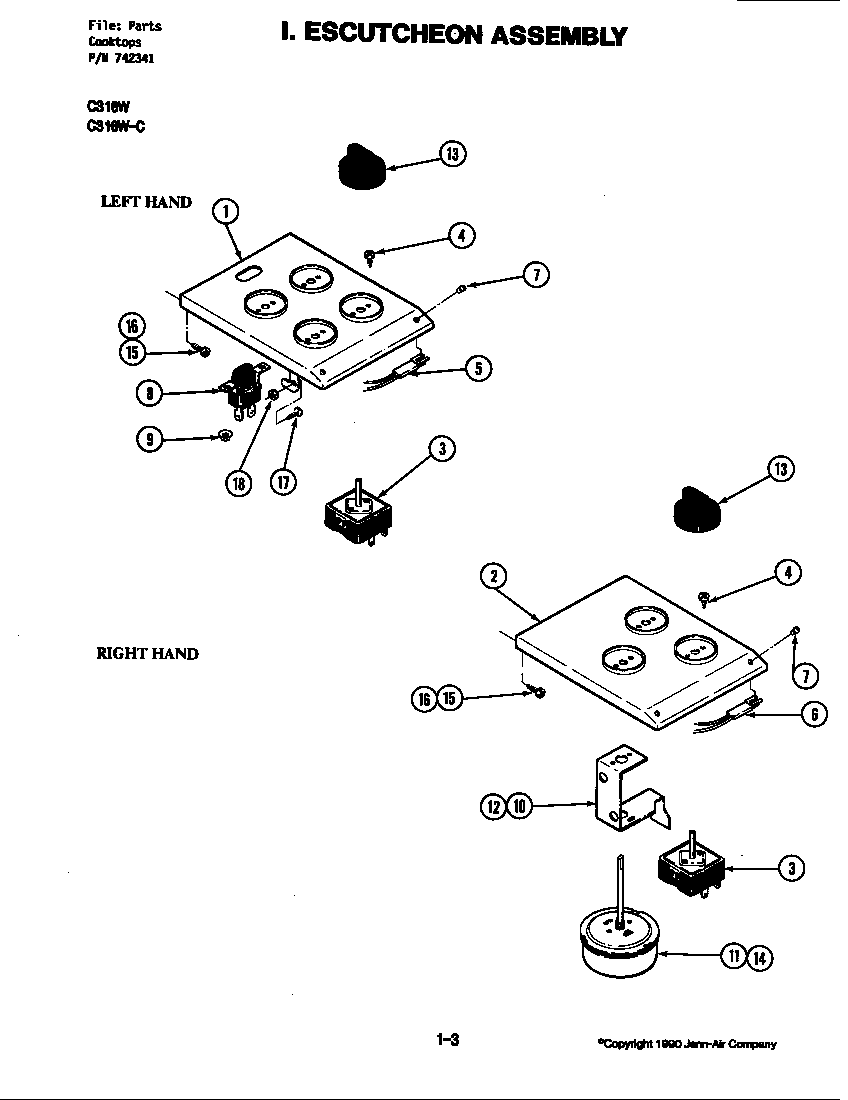Jenn-Air C316W escutcheon assembly (c316w) (c316w) (c316w-c) diagram
