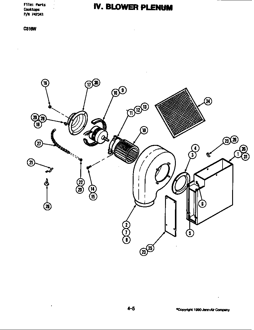 Jenn-Air C316W blower plenum (c316w) (c316w) diagram