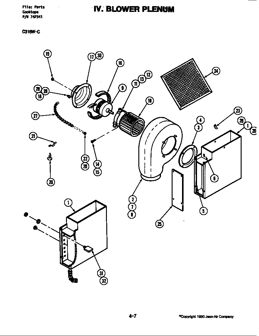 Jenn-Air C316W blower plenum (c316w-c) (c316w-c) diagram