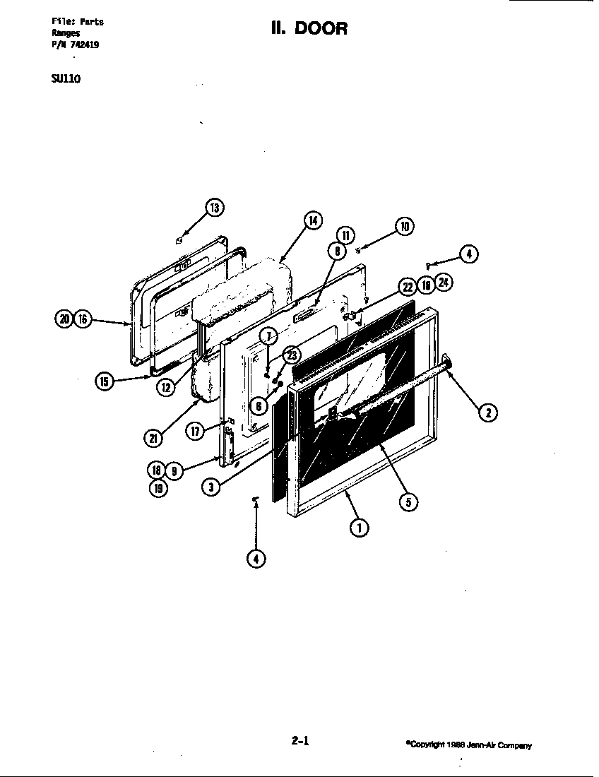 Jenn-Air SU110 door diagram