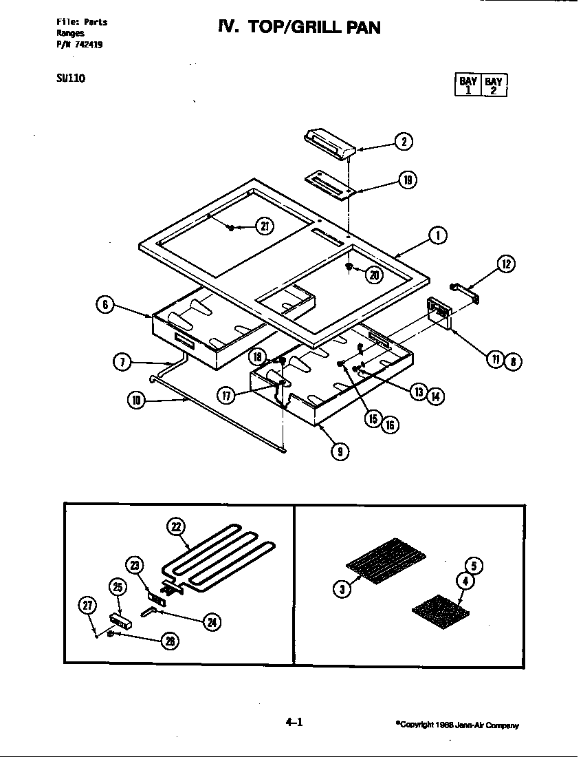 Jenn-Air SU110 top diagram