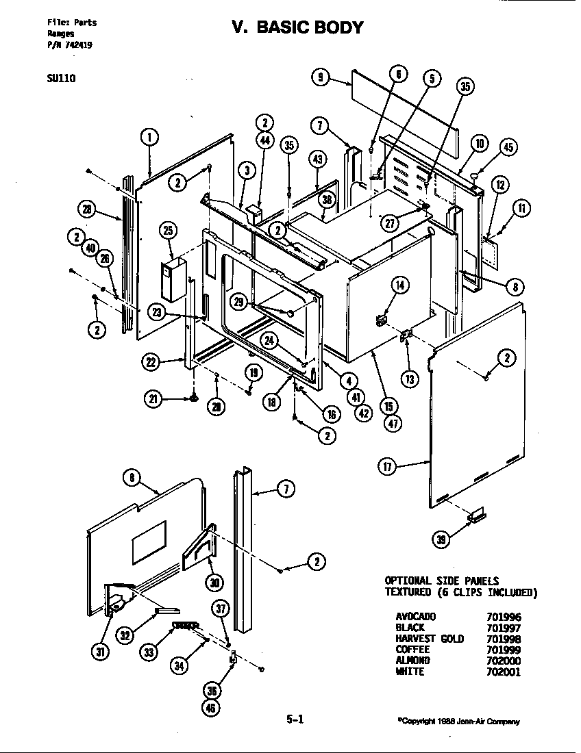 Jenn-Air SU110 body diagram