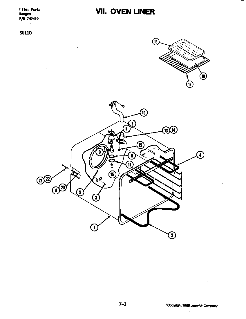 Jenn-Air SU110 oven diagram