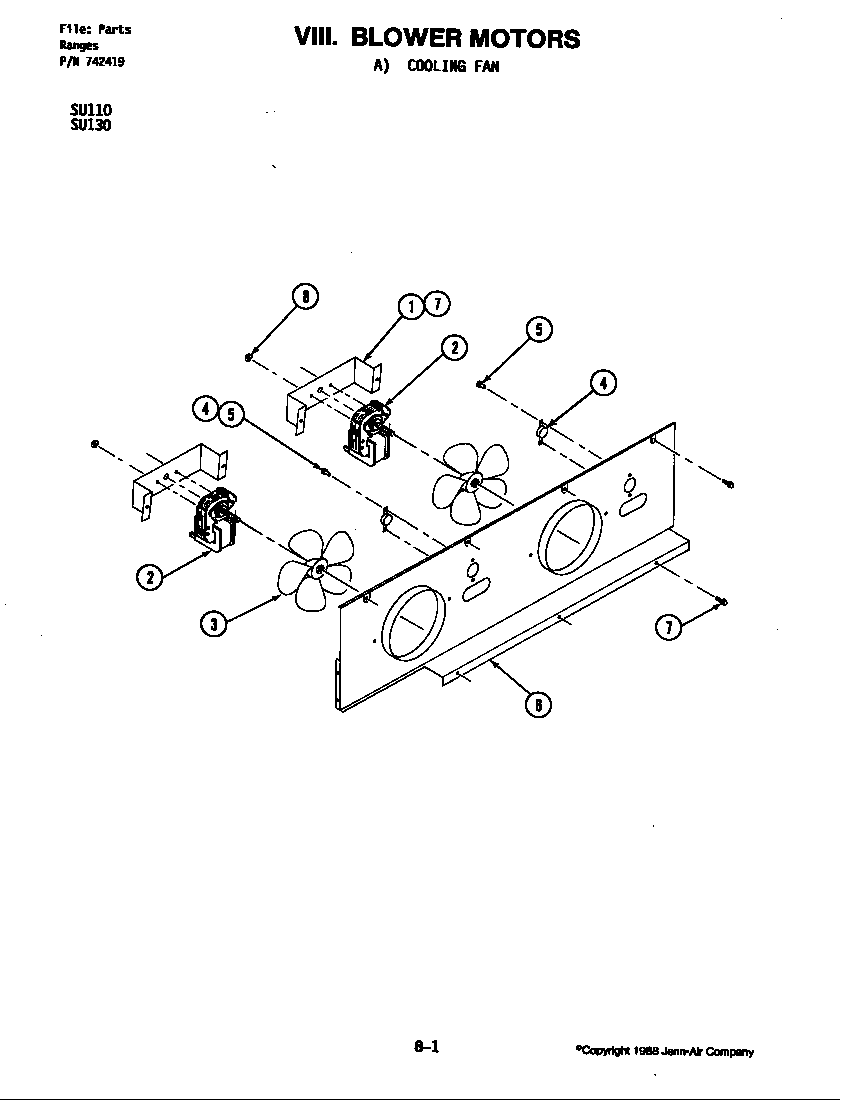Jenn-Air SU110 blower motor (cooling fan) diagram