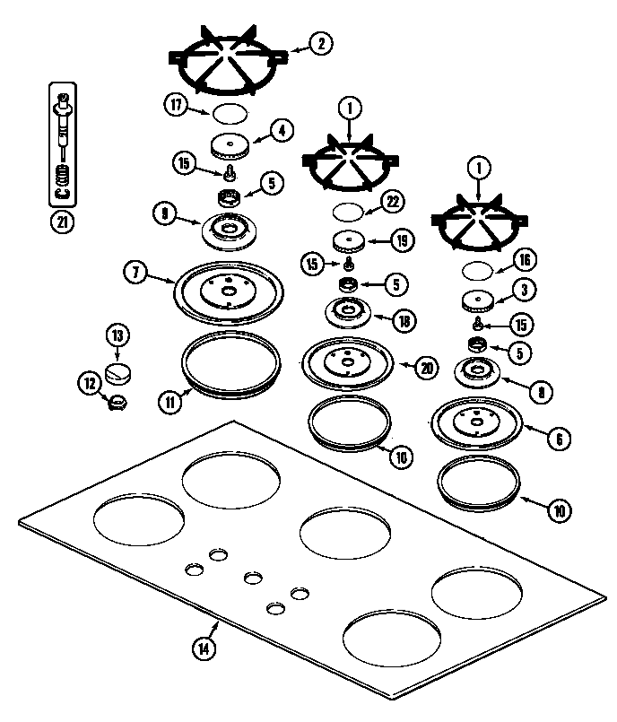 Jenn-Air CCP556B top assy. diagram