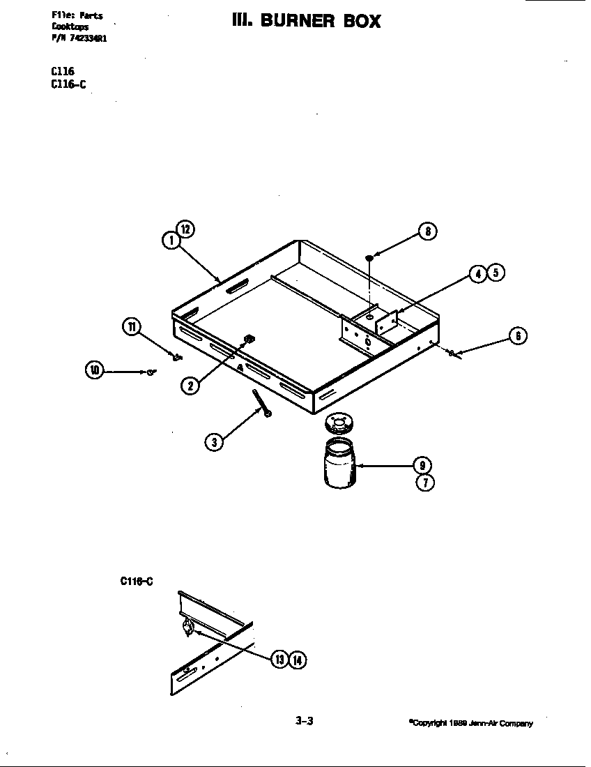 Jenn-Air C116 burner box diagram