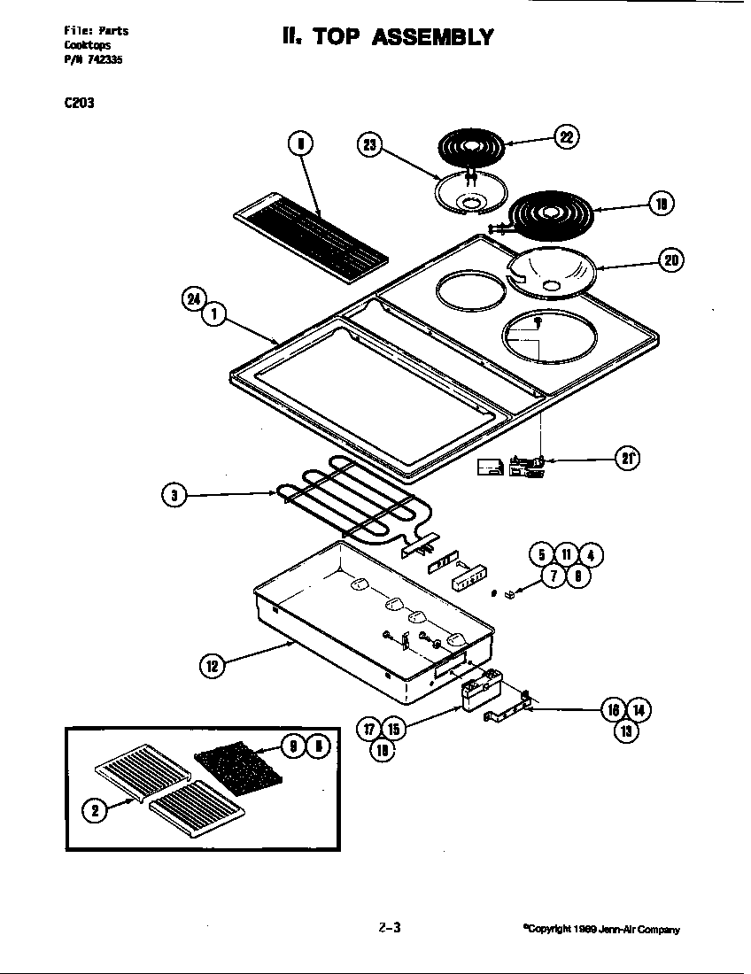 Jenn-Air C203 top assembly diagram