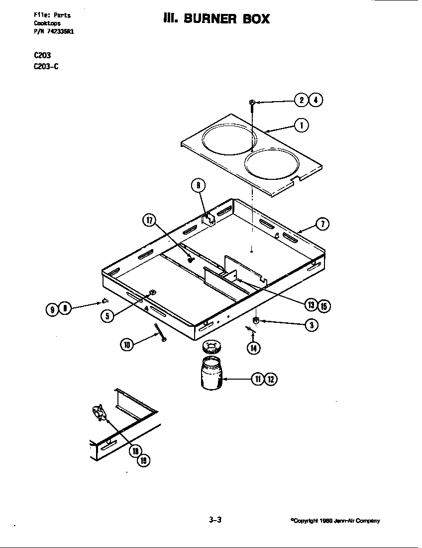 Jenn-Air C203 burner box diagram