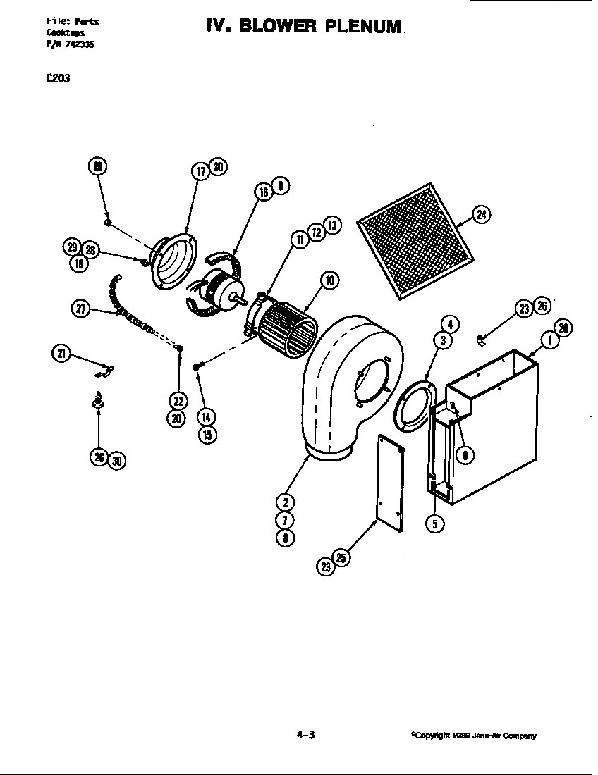 Jenn-Air C203 blower plenum diagram