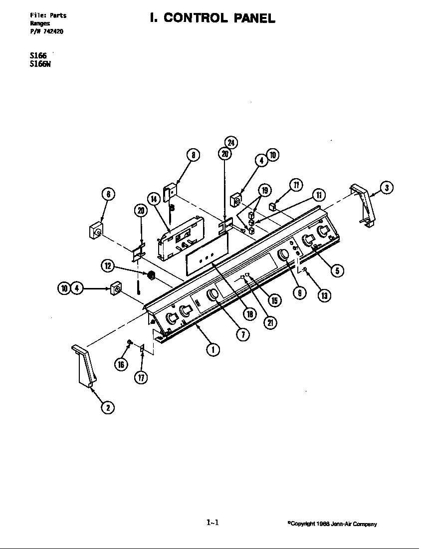 Jenn-Air S166 control panel diagram