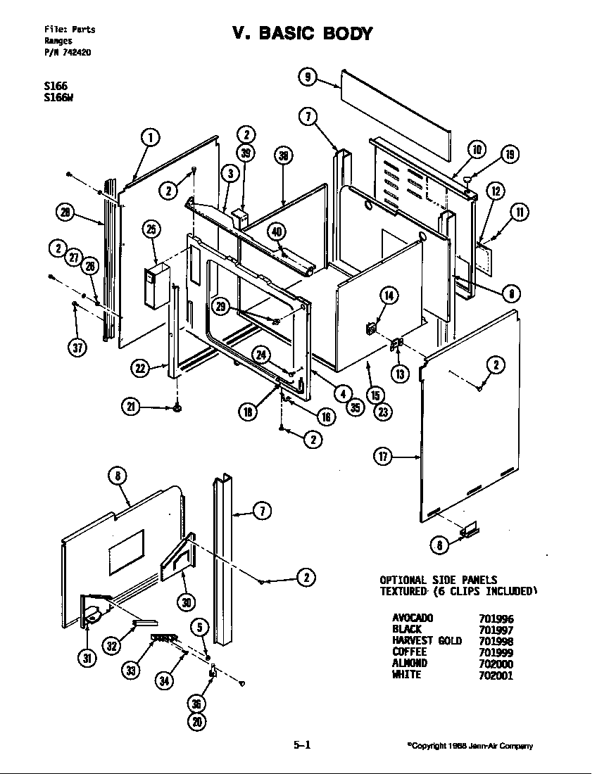 Jenn-Air S166 body diagram