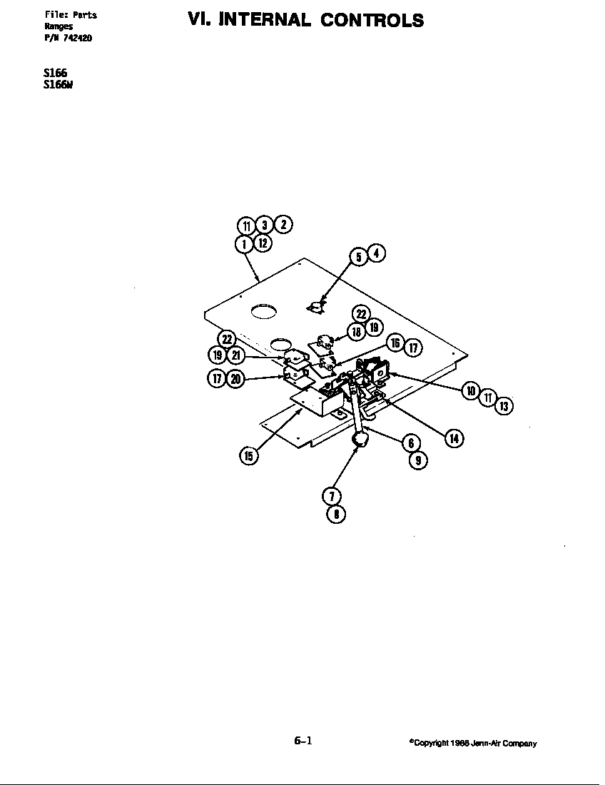 Jenn-Air S166 internal controls diagram