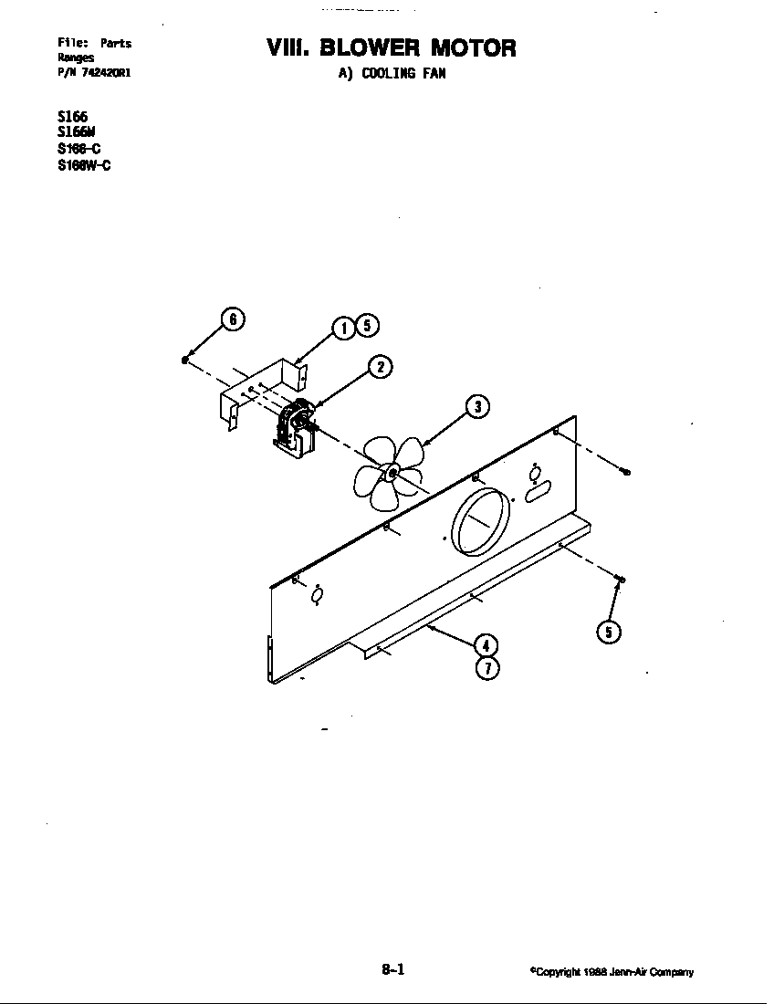 Jenn-Air S166 blower motor diagram