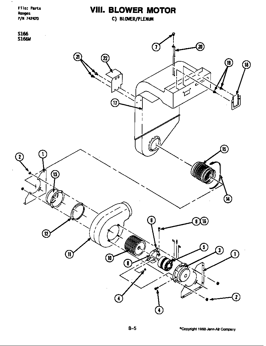 Jenn-Air S166 blower motor diagram