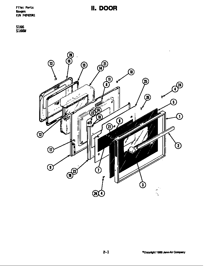 Jenn-Air S166 door diagram