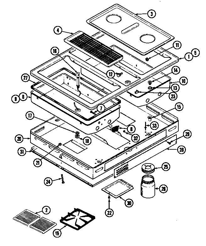Jenn-Air 12103 top assembly diagram