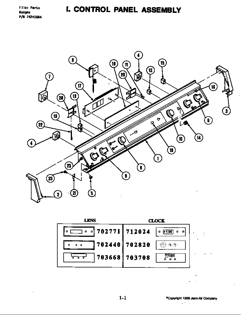 Jenn-Air S160-C control panel diagram