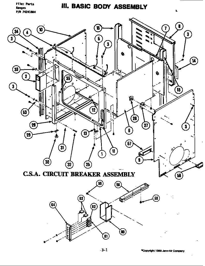 Jenn-Air S160-C basic body assembly (s160-c) (s160-c) diagram