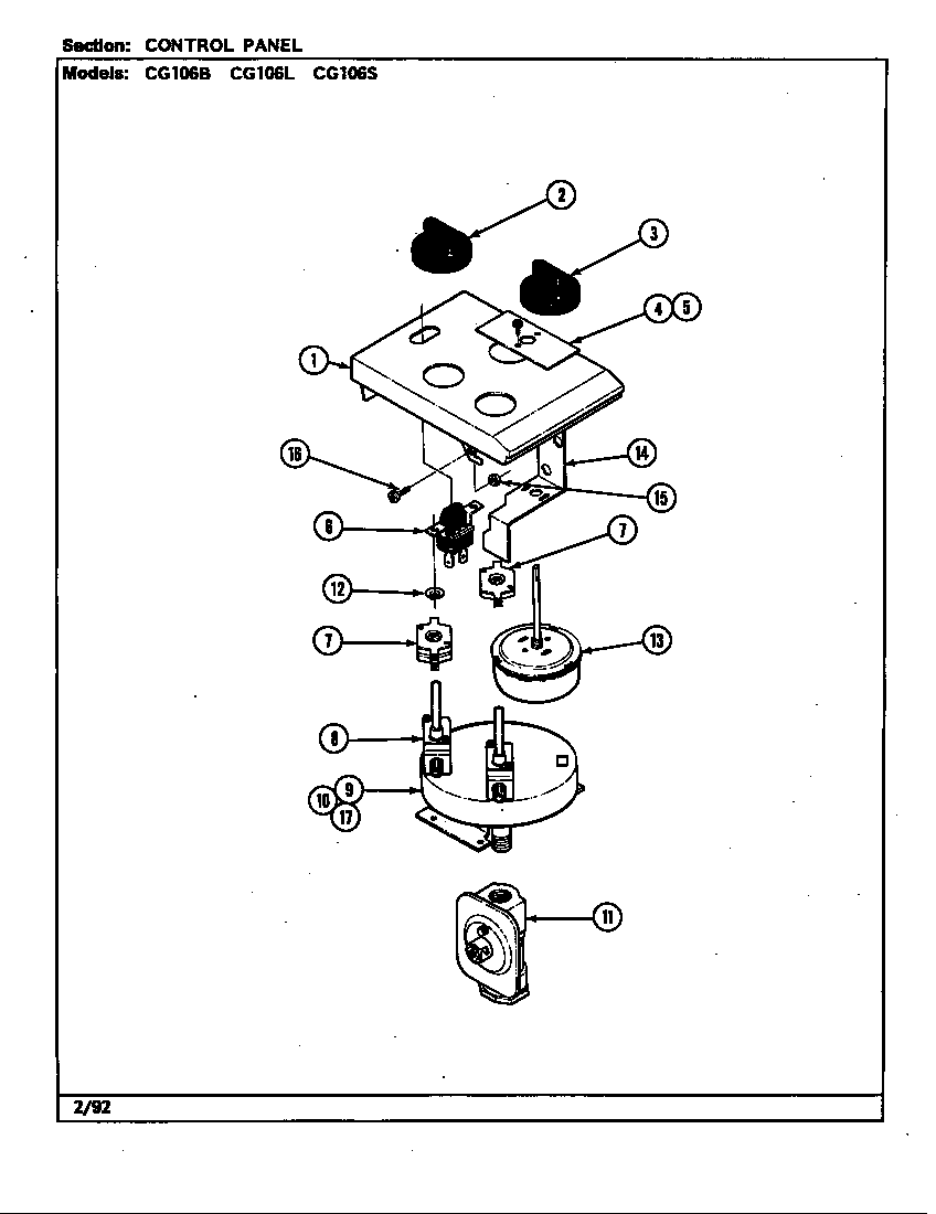 Jenn-Air CG106L control panel diagram