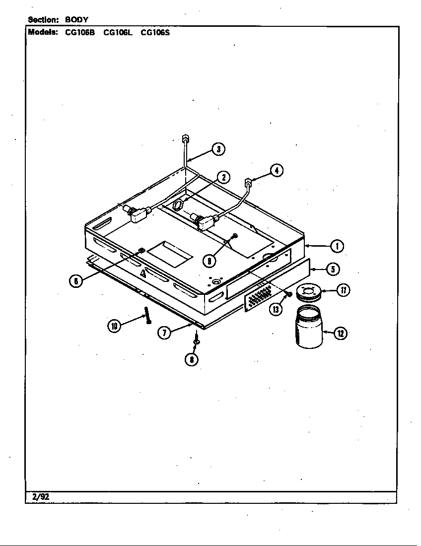 Jenn-Air CG106L body diagram