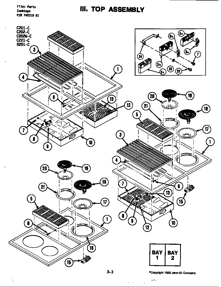 Jenn-Air C221-C top assembly (c221-c) (c221-c) diagram