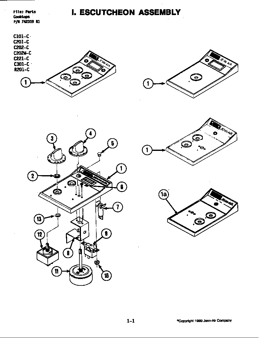 Jenn-Air C221-C escutcheon assembly (c201-c) (c201-c) diagram