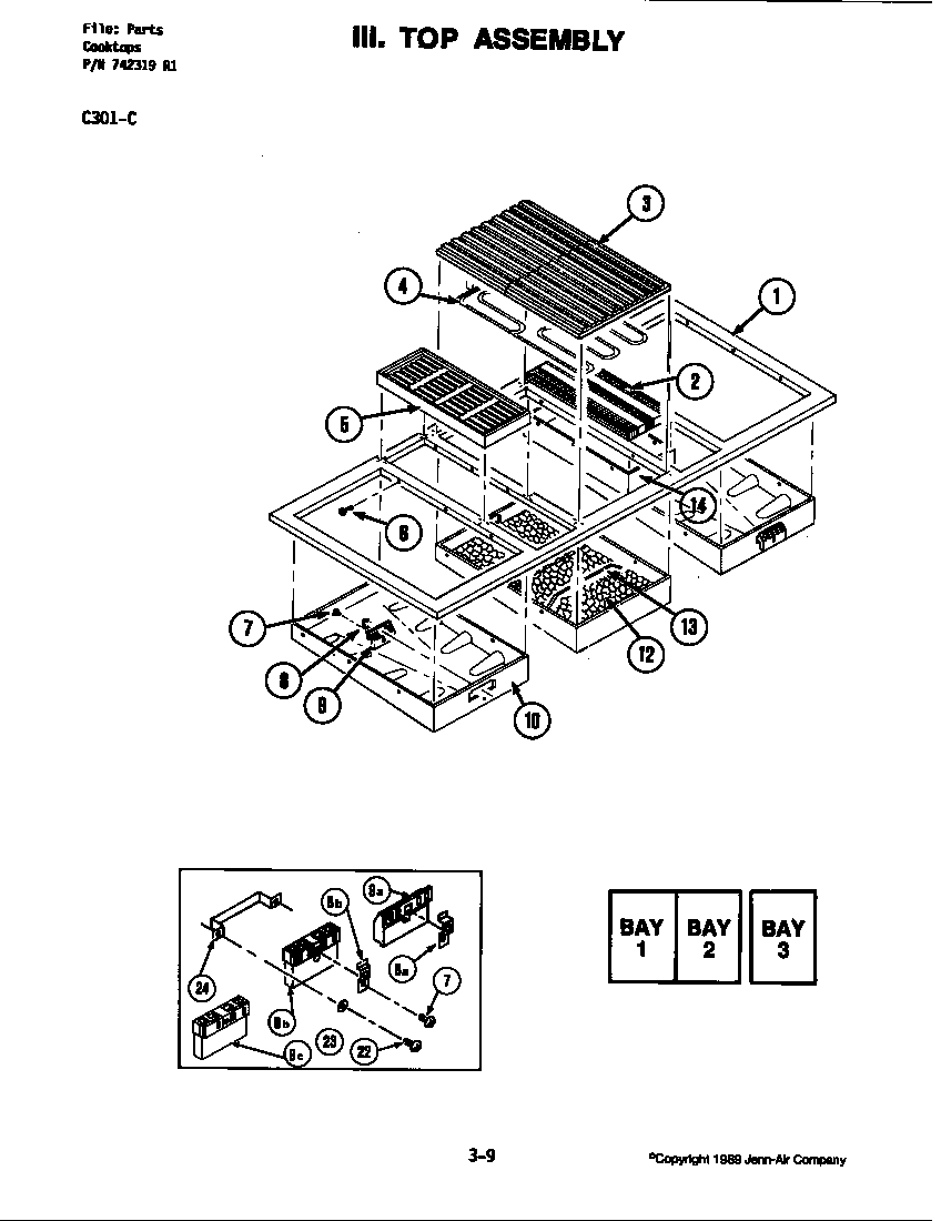 Jenn-Air C301-C top assembly (c301-c) diagram