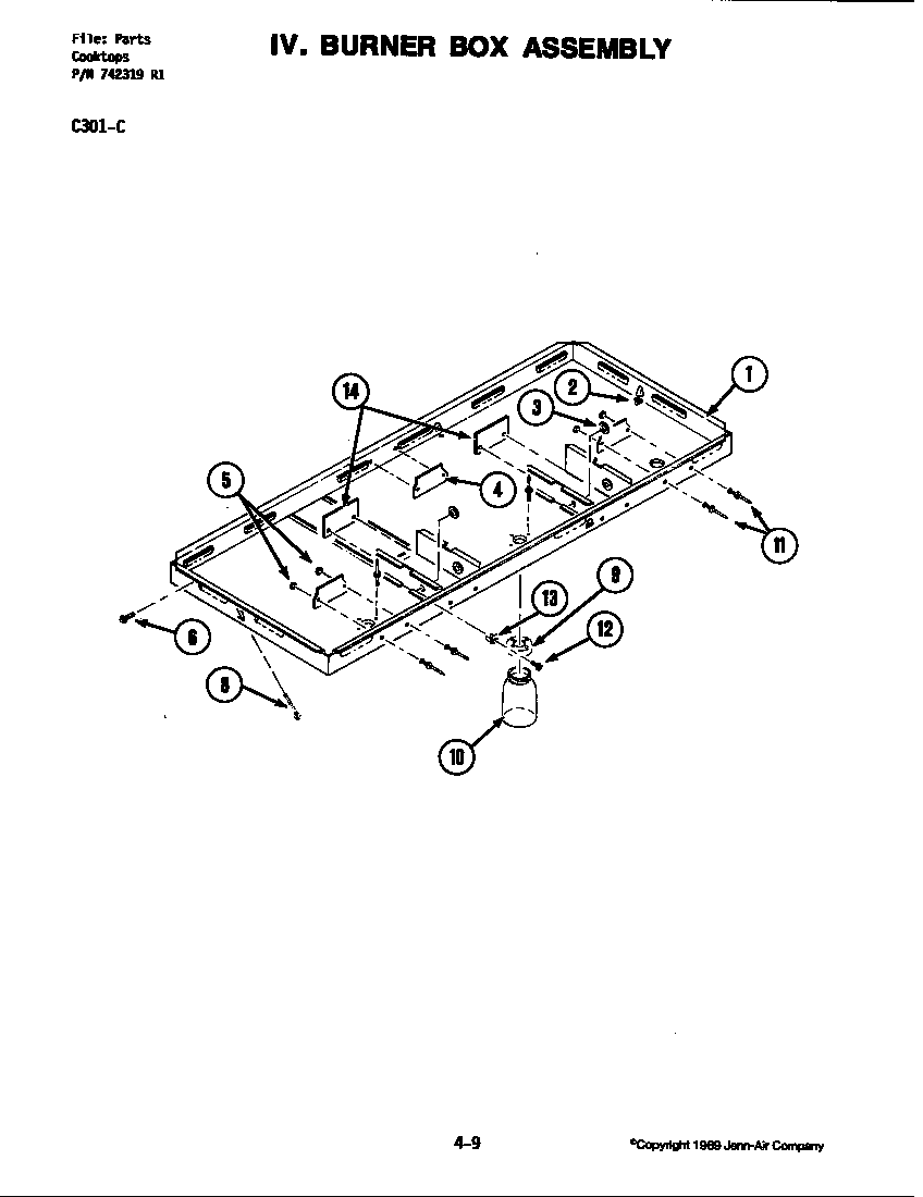 Jenn-Air C301-C burner box assembly (c301-c) diagram