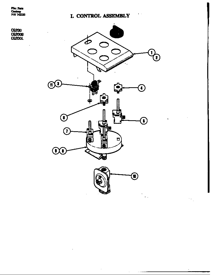 Jenn-Air CG200 control assembly diagram