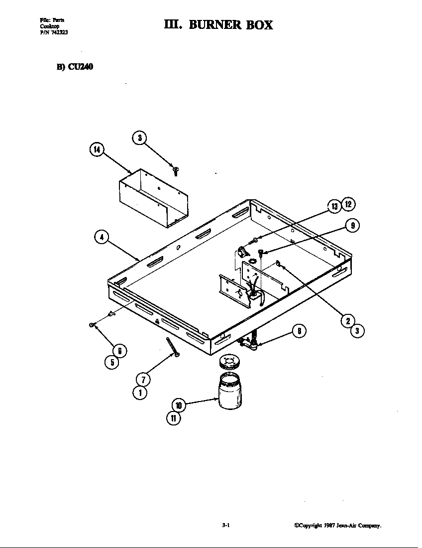 Jenn-Air CU240L burner box (cu240) (cu240) diagram