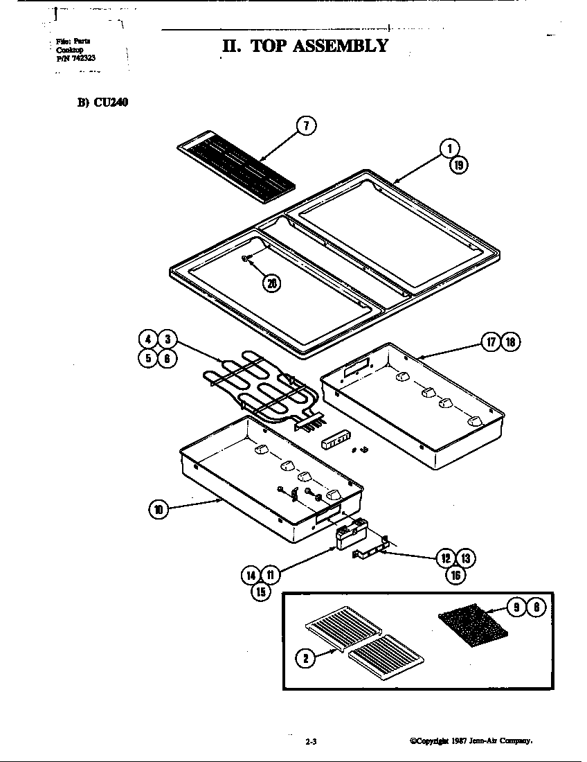 Jenn-Air CU240L top assembly (cu240) (cu240) (cu240b) (cu240l) diagram