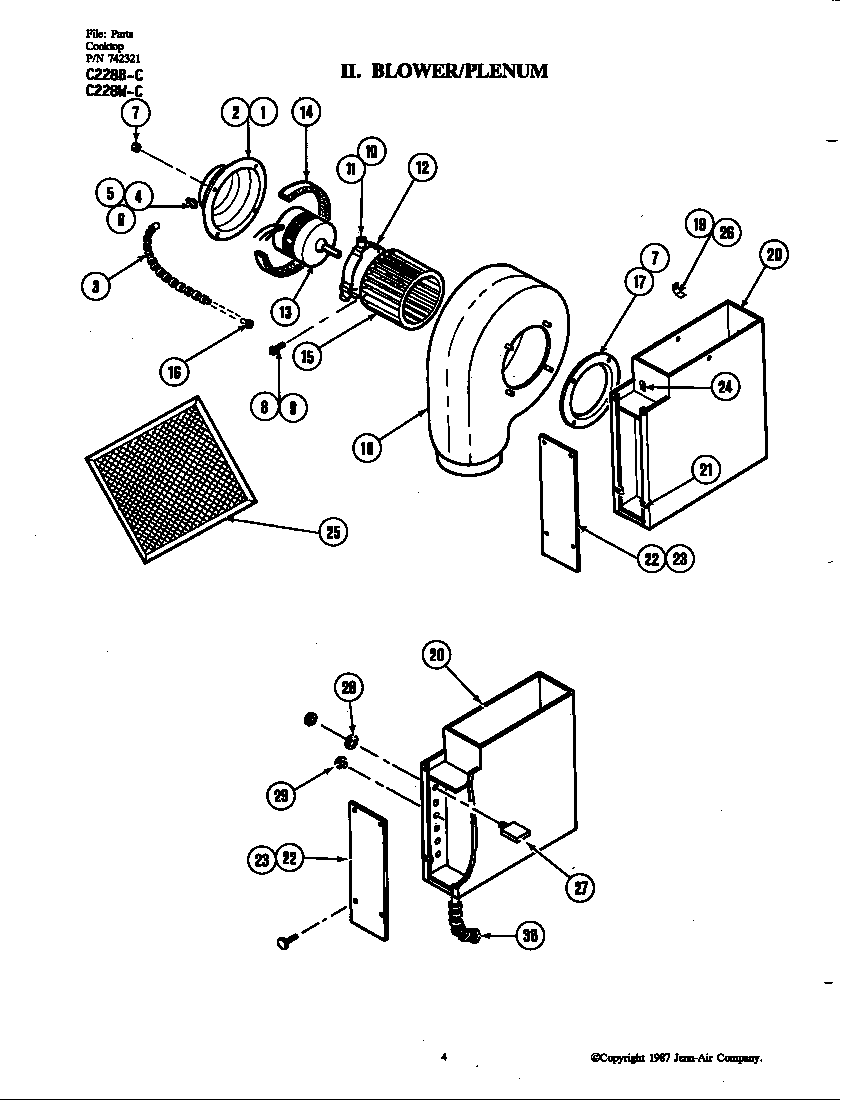 Jenn-Air C228W-C blower plenum diagram