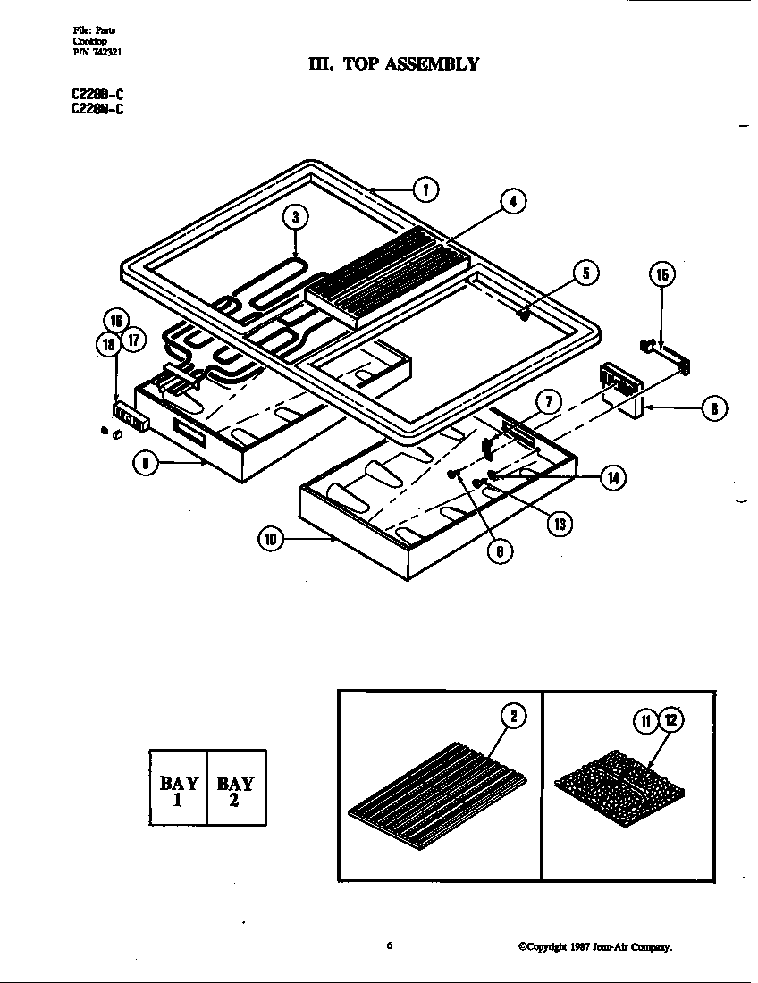 Jenn-Air C228W-C top assembly diagram