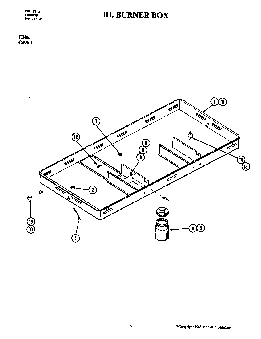Jenn-Air C306 burner box (c306) diagram