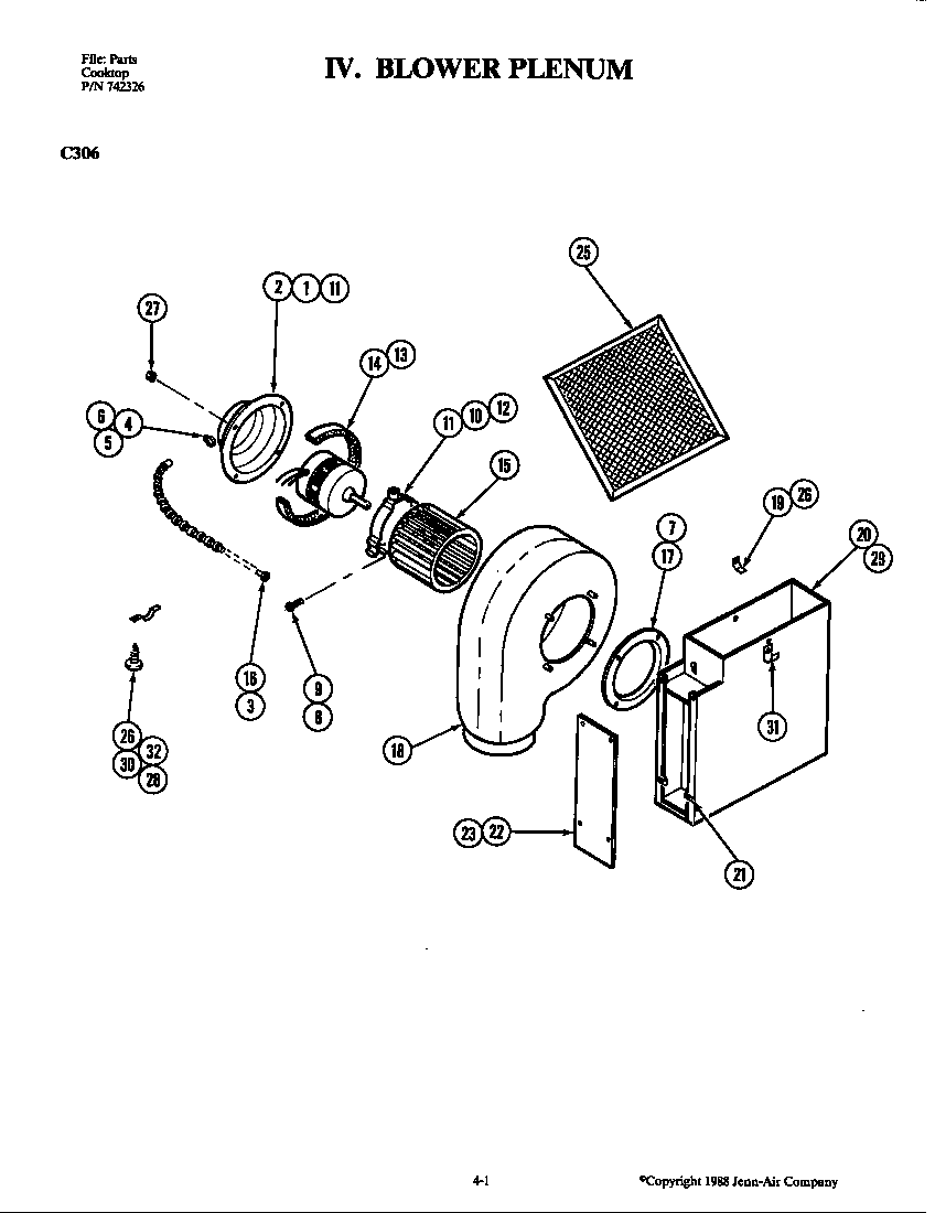 Jenn-Air C306 blower plenum (c306) (c306) diagram